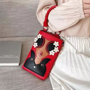 Женская сумка 2024 года, новая модная красивая сумка на голову, модная сумка на плечо, рука, губы, глаза, красивая женская сумка-мессенджер, маленькая квадратная сумка белый