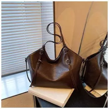 Женская сумка 2024 года, новая модная ретро-сумка для поездок на работу, большая вместительная сумка-мессенджер, свободная иностранная сумка через плечо чёрный