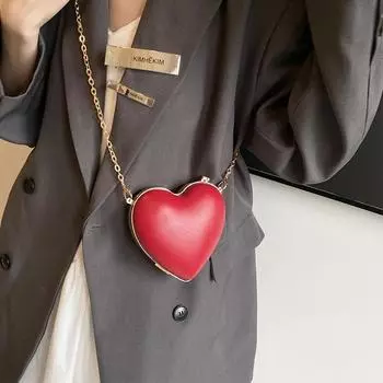 Женская сумка 2024 года, новая модная сумка-мешок с цепочкой в форме сердца, сумка-мессенджер в виде помады, женская сумка розовый
