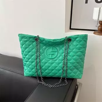 Женская сумка 2024 года, новая простая и модная большая вместительная сумка через плечо с ромбовидным узором, женская сумка-мессенджер чёрный