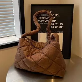 Женская сумка 2024 года, новая сумка через плечо с вышивкой в виде ромба, простая мягкая поверхность, сумка-тоут для поездок на работу, хлопковая одежда, сумка-мессенджер чёрный