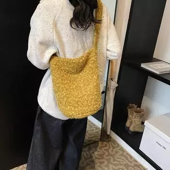 Женская сумка 2024 года, новая жареная курица, самодельная, осенне-зимняя, большая вместимость, супер мягкая, восковая, желтая, с фруктовым деревом, сумка через плечо 20*20*13+32*10.5*33