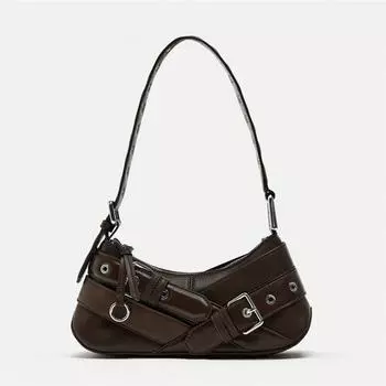 Женская сумка 2024, весенняя новинка, черный пояс с украшением, модная мотоциклетная сумка на одно плечо подмышками, маленькая сумка Tide