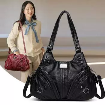 Женская сумка 2025 года, летняя модная классическая сумка через плечо из искусственной кожи в стиле ретро, сумка на плечо и кошелек, повседневная сумка на каждый день чёрный