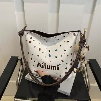 Женская сумка 2025 года, модная простая ретро-текстура, иностранный стиль, простая сумка-ведро