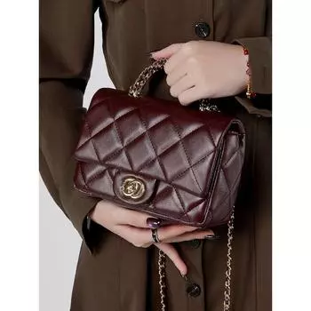 Женская сумка 2025 года, новый стиль, маленькая ароматическая сумка с металлической цепочкой, универсальная сумка на одно плечо, кроссбоди, женская сумка 19x7x13 вино красного