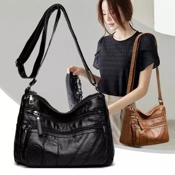 Женская сумка 2025 года, новый женский мягкий кожаный рюкзак, большая вместимость, сумка-мессенджер через плечо, сумка для мам среднего возраста