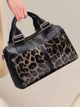 Женская сумка Airrani из натуральной кожи с леопардовым узором, большой вместимости, модная и универсальная сумка-подушка из коровьей кожи с верхним слоем
