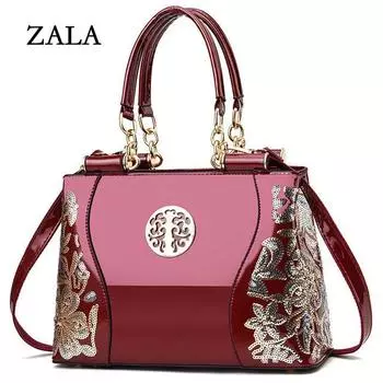 Женская сумка Aliwood с вышивкой, европейские модные роскошные сумки, кожаные сумки на ремне, женские сумки через плечо большой вместимости красный