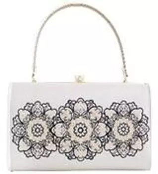 Женская сумка Ando Hyakuka с кружевной вышивкой JBA-3, серо-бежевая