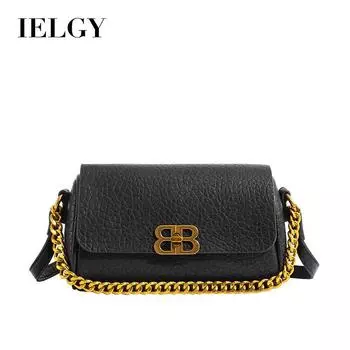 Женская сумка-багет IELGY с цепочкой в стиле ретро, модная, универсальная, через плечо на одно плечо чёрный