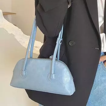 Женская сумка-багет из кожи с масляным воском, ретро-стилем, повседневная сумка-багет с длинной ручкой и одним плечом, карамельного цвета зелёный