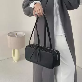 Женская сумка-багет из мягкой кожи класса люкс – вместительная, повседневная, сумка через плечо под мышкой кофейный