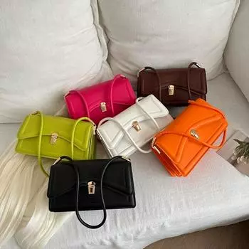 Женская сумка-багет, модная сумка через плечо с текстурированным замком, сумка через подмышку коричневый