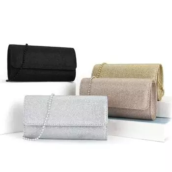 Женская сумка, банкетная сумка, вечерняя сумка, вечерняя сумка на цепочке с бисером, через плечо, подмышками, на одно плечо, вечерняя косметичка чёрный