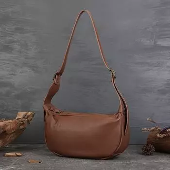 Женская сумка Baotou из коровьей кожи, уличная ретро-сумка-подушка, однотонная сумка ручной работы на одно плечо для женщин коричневый