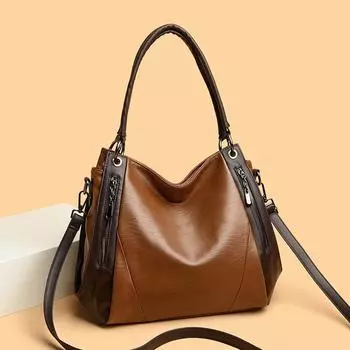 Женская сумка Большая сумка Простая мягкая кожаная сумка через плечо на одно плечо Сумка для мамы чёрный