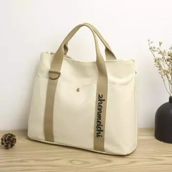 Женская сумка, большая вместимость, холщовая сумка, простая повседневная сумка на плечо, модная, легкая дорожная сумка на короткие расстояния хаки