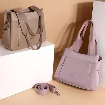 Женская сумка, большая вместимость, легкая нейлоновая сумка через плечо чёрный