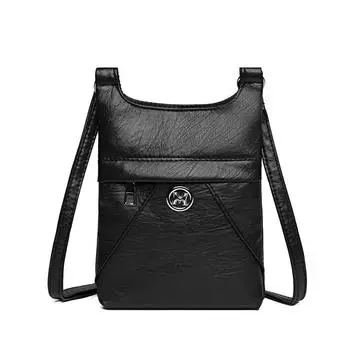 Женская сумка, большая вместимость, сумка через плечо, мягкая кожаная сумка через плечо чёрный