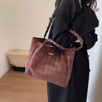 Женская сумка Большая вместительная сумка через плечо Флисовая большая сумка