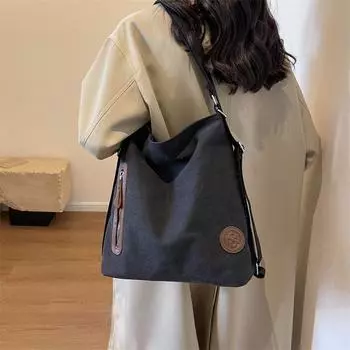 Женская сумка Большая вместительная сумка Рюкзак Холщовая сумка бежевый