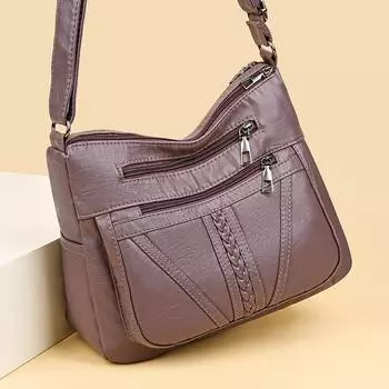 Женская сумка Большая вместительная сумка через плечо Мягкая кожаная сумка через плечо Сумка для матери чёрный