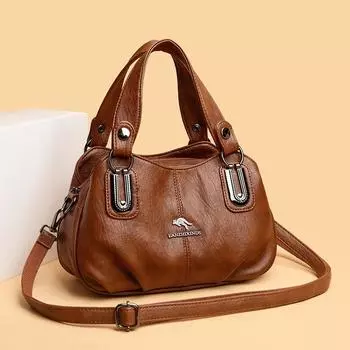 Женская сумка, большая вместительная сумка-ракушка, многосекционная сумка через плечо на одно плечо чёрный