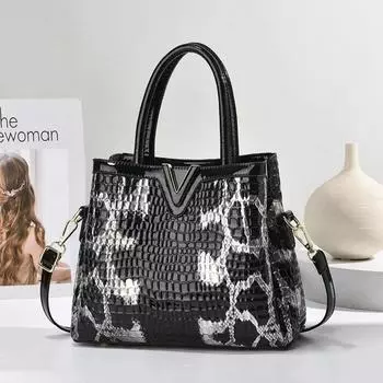 Женская сумка большой емкости из крокодиловой кожи, женская сумка через плечо, повседневная женская сумка для путешествий и покупок, женская сумка-тоут