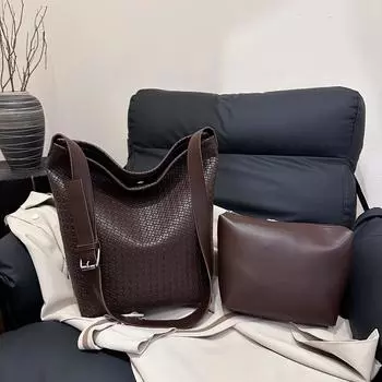 Женская сумка большой емкости, модная сумка-мессенджер для поездок на работу, сумка через плечо, сумка-тоут в стиле ретро премиум-класса коричневый