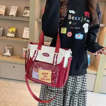 Женская сумка большой вместимости Color Block Student сумка через плечо хаки