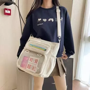 Женская сумка большой вместимости для учеников младших классов средней школы, сумка через плечо чёрный