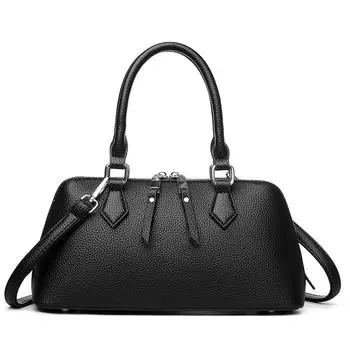 Женская сумка большой вместимости из мягкой кожи, на плечо, кроссбоди чёрный