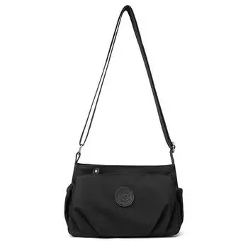 Женская сумка большой вместимости Нейлоновая сумка через плечо Плиссированная сумка на плечо Многосекционная сумка для мамы чёрный