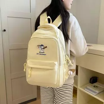 Женская сумка большой вместимости студенческий рюкзак в стиле колледжа дорожный рюкзак чёрный