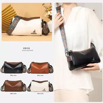 Женская сумка Boston Retro Texture с широким плечевым ремнем, большая вместимость, сумка-подушка через плечо белый