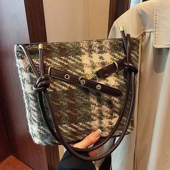 Женская сумка Buffalo, модная нишевая сумка с ретро-текстурой, простая универсальная сумка-ведро через плечо для женщин