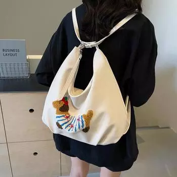 Женская сумка через плечо 2024 года, новая, высокого класса, сумка-тоут большой вместимости, модный рюкзак для поездок на работу и обратно бежевый