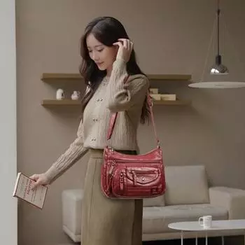 Женская сумка через плечо 2025, новый клатч, модный кошелек с несколькими отделениями, мягкая сумка на молнии чёрный