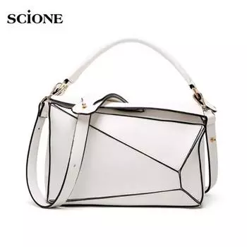 Женская сумка через плечо, большая сумка на одно плечо, диагональная ручная сумка с подушкой, женская сумка, однотонная геометрия белый