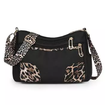 Женская сумка через плечо, большая вместимость, леопардовый принт, цветная сумка через плечо, сумка для мамы среднего возраста чёрный