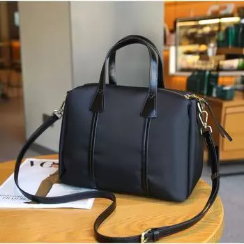 Женская сумка через плечо, большая вместимость, женская контрастная цветная оболочка, модная и простая сумка-тоут, практичная сумка для поездок на работу чёрный