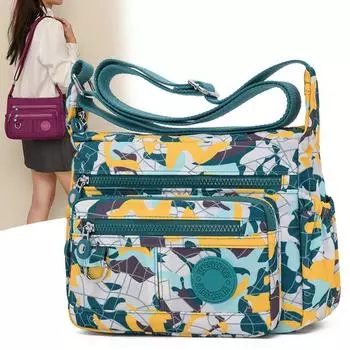 Женская сумка через плечо, большая вместимость, нейлоновая сумка через плечо, принт, сумка для мамы чёрный