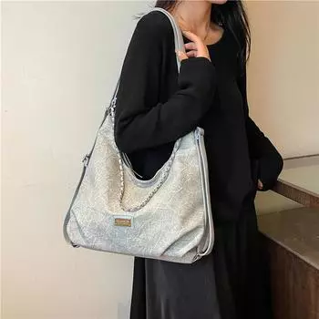 Женская сумка через плечо, большая вместимость, мягкая кожаная сумка-тоут чёрный