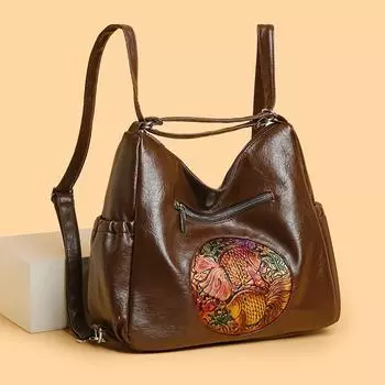 Женская сумка через плечо, большая вместимость, многофункциональный рюкзак, сумка для мамы кофейный