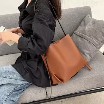 Женская сумка через плечо, большая вместимость, однотонные сумки для поездок на работу, универсальные сумки из искусственной кожи через плечо, новые