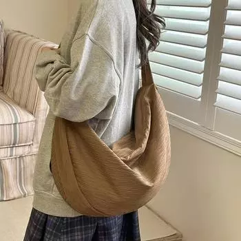 Женская сумка через плечо, большая вместимость, студенческая однотонная сумка для поездок на работу красный