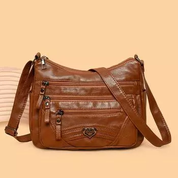 Женская сумка через плечо, большая вместимость, многокарманная сумка через плечо, сумка для мам среднего возраста чёрный