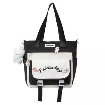 Женская сумка через плечо, большая вместимость, контрастная, легкая сумка-тоут, сумка для школьных учебников жёлтый