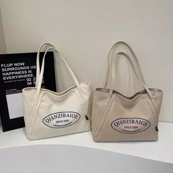 Женская сумка через плечо, большая вместимость, школьная сумка для занятий, сумка с буквенным принтом хаки